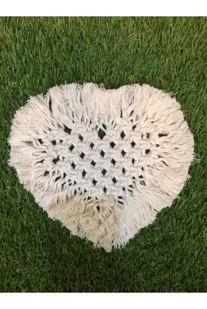 Handmade macrame heart shape tea coasters